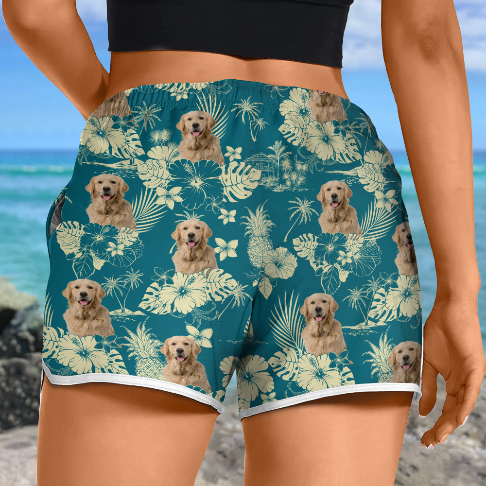Custom Photo Aloha Hawaiian Dog Women's Beach Short For Summer LM32 893515