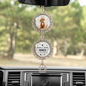 Custom Photo Memorial Forever Loved Dog Cat Pet Car Hanging Ornament With Charm HA75 891956