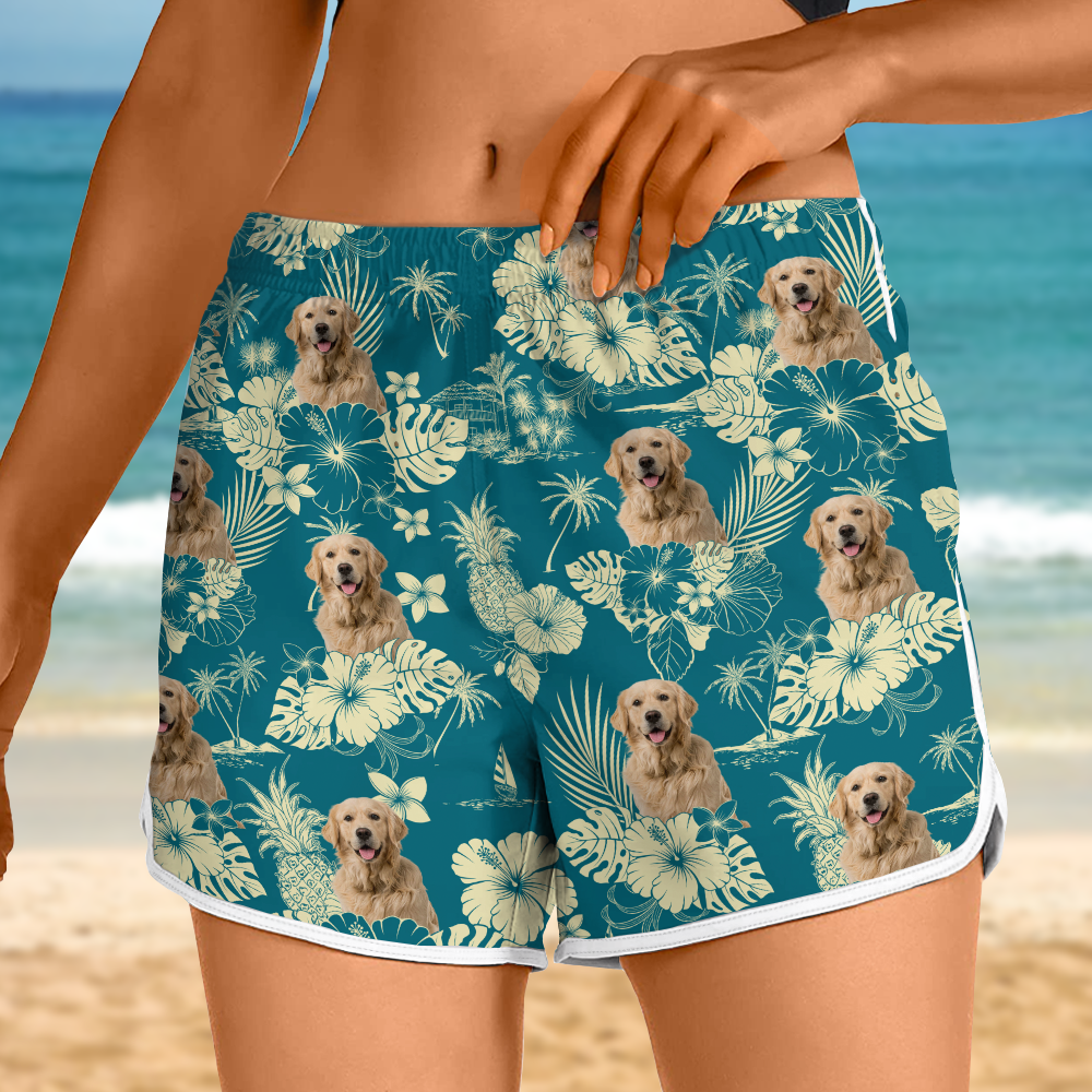 Custom Photo Aloha Hawaiian Dog Women's Beach Short For Summer LM32 893515