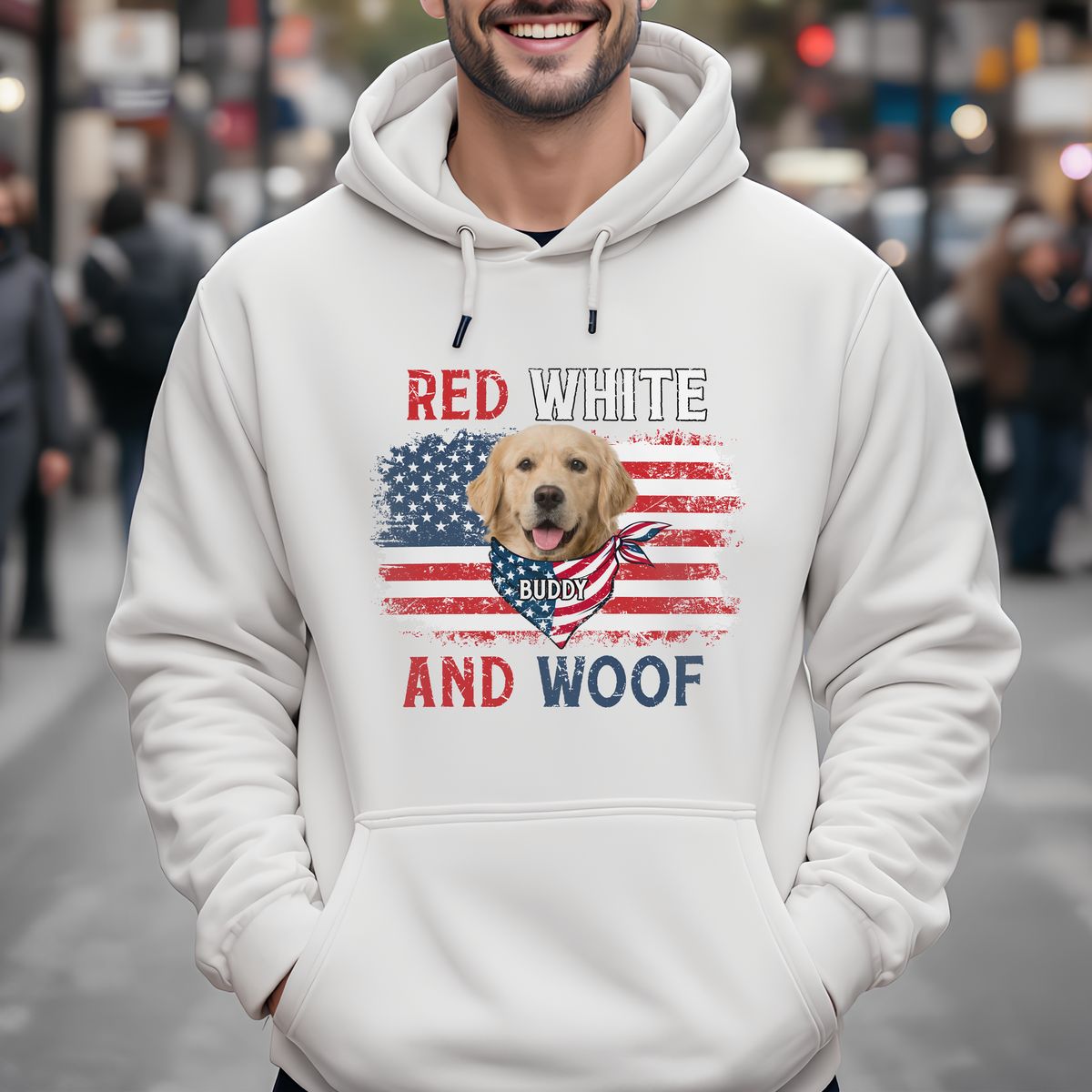 Custom Dog Photo Red White And Woof Shirt For 4th Of July CH07 896096