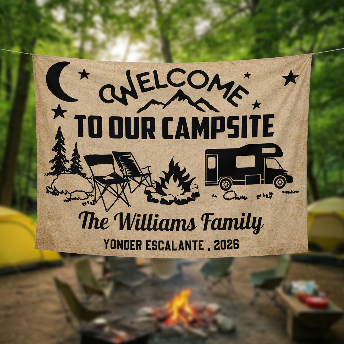 Personalized Welcome To Our Campsite Camping Tapestry, Gift For Camping Lovers HO82 903076