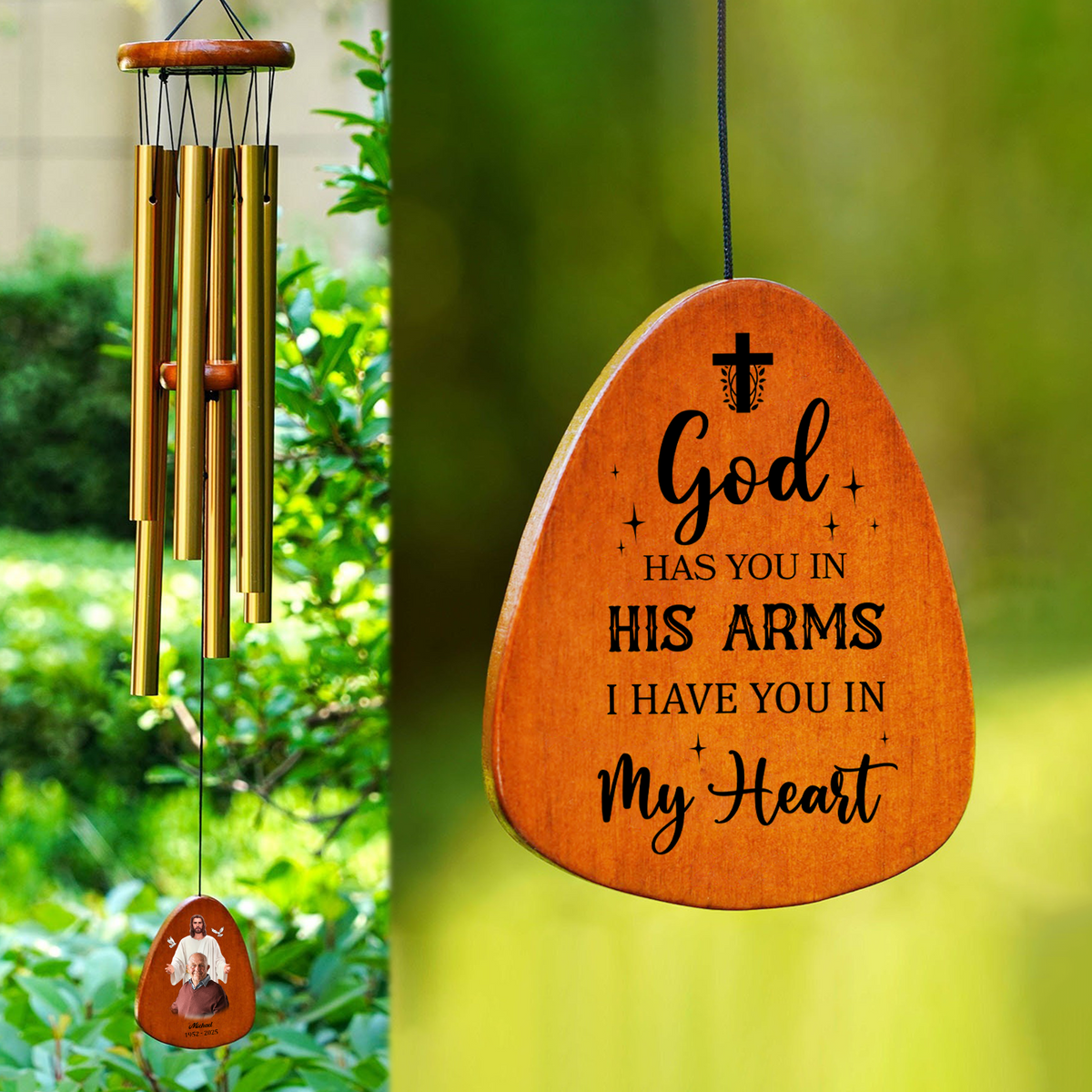 Custom Photo God Took You Home To Be With Him Memorial Wind Chimes LM32 893823