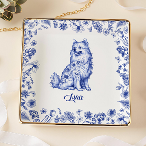 Custom Dog Breeds Chinoiserie Toile De Jouy Style - Personalized Jewelry Dish HA75 892704