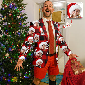 Custom Funny Face Photo With Christmas Background Family Men's Suits HO82 N369 900226