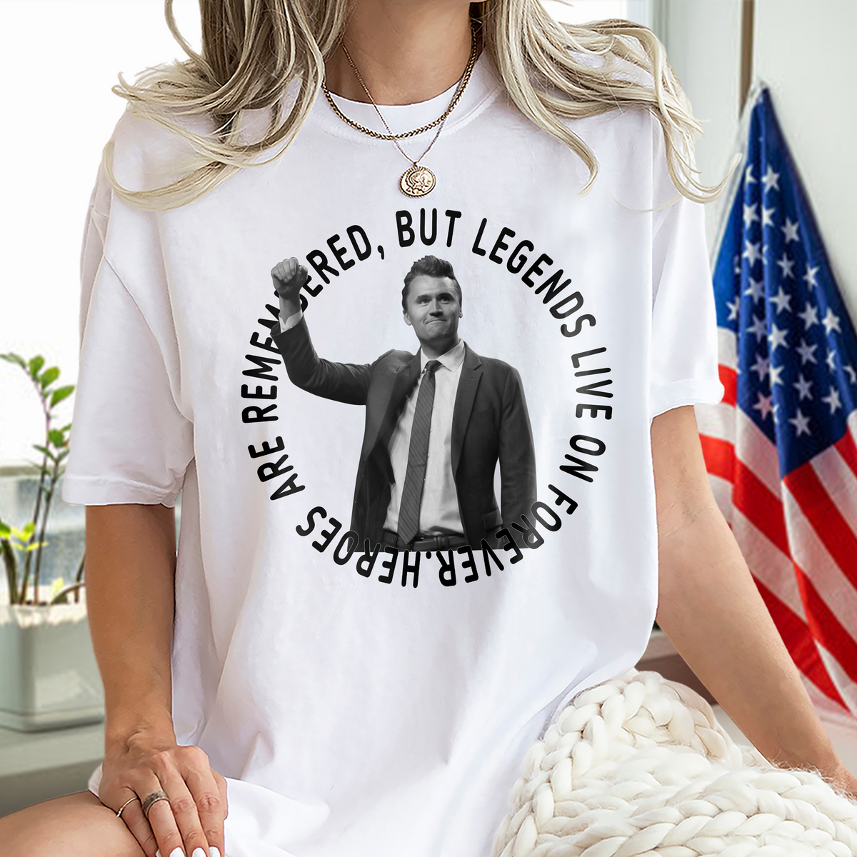 Pray For Legends - Charlie Kirk Lives On Forever Memorial Bright Shirt LM32 65475