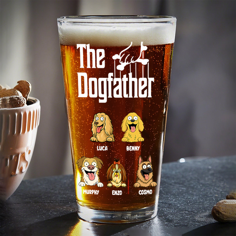 Personalized The Dog Father Print Beer Glass Personalized Gift For Dog Dad HO82 894134