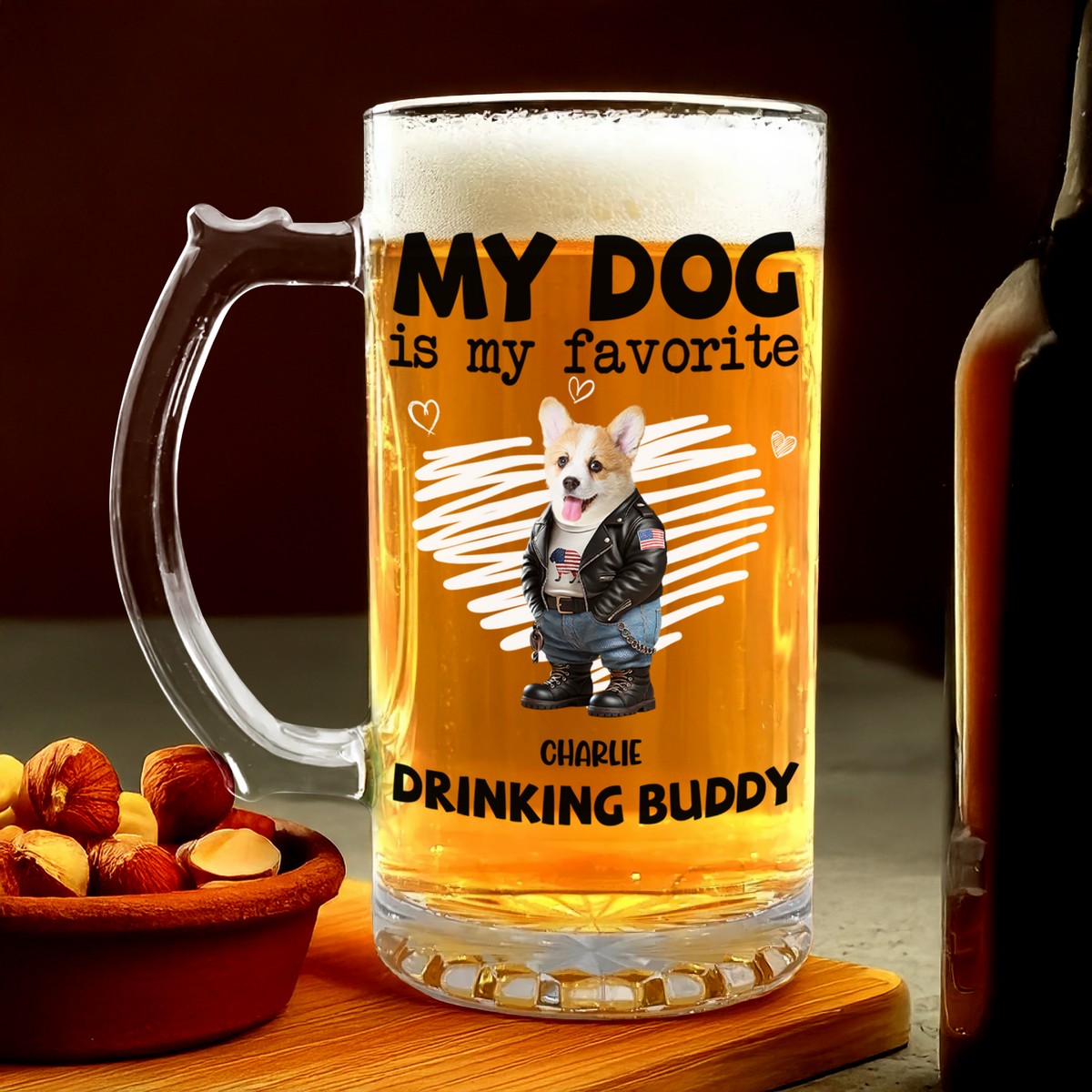 My Dog Is My Favorite Drinking Buddy - Personalized Glass Beer Mug CH07 895568