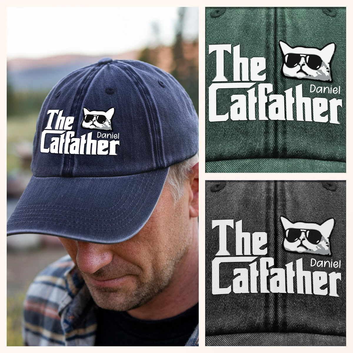 The Catfather Washed Denim Baseball Cap TH10 892997
