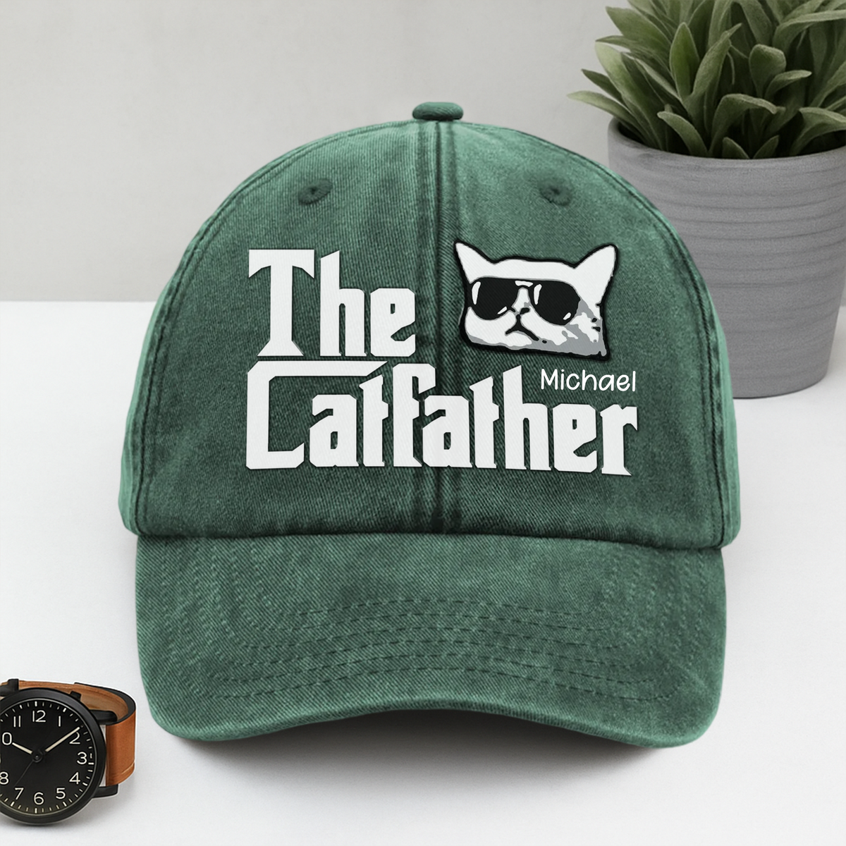 The Catfather Washed Denim Baseball Cap TH10 892997