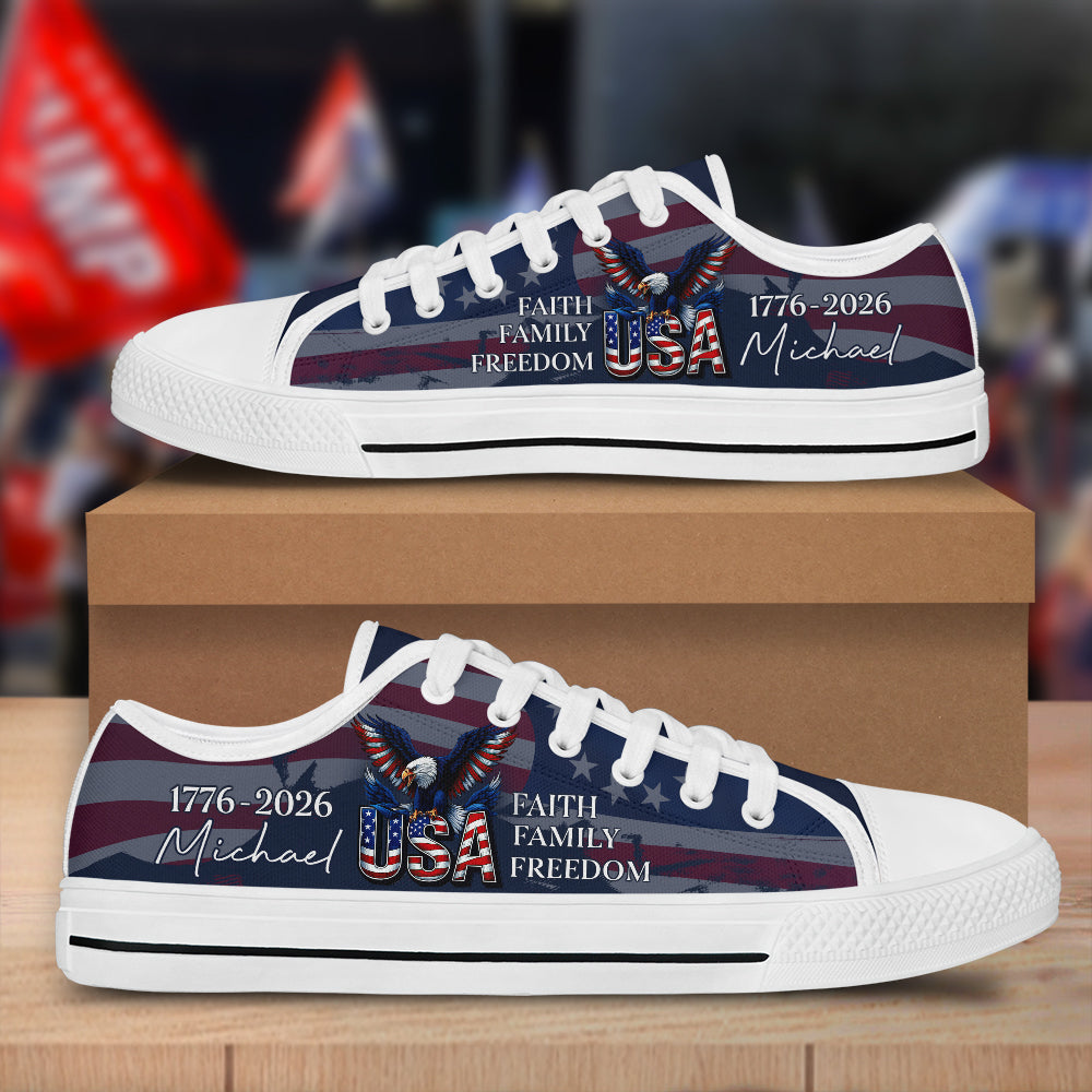 Custom Name Faith, Family & Freedom America Patriotic Canvas Shoes HA75 898928