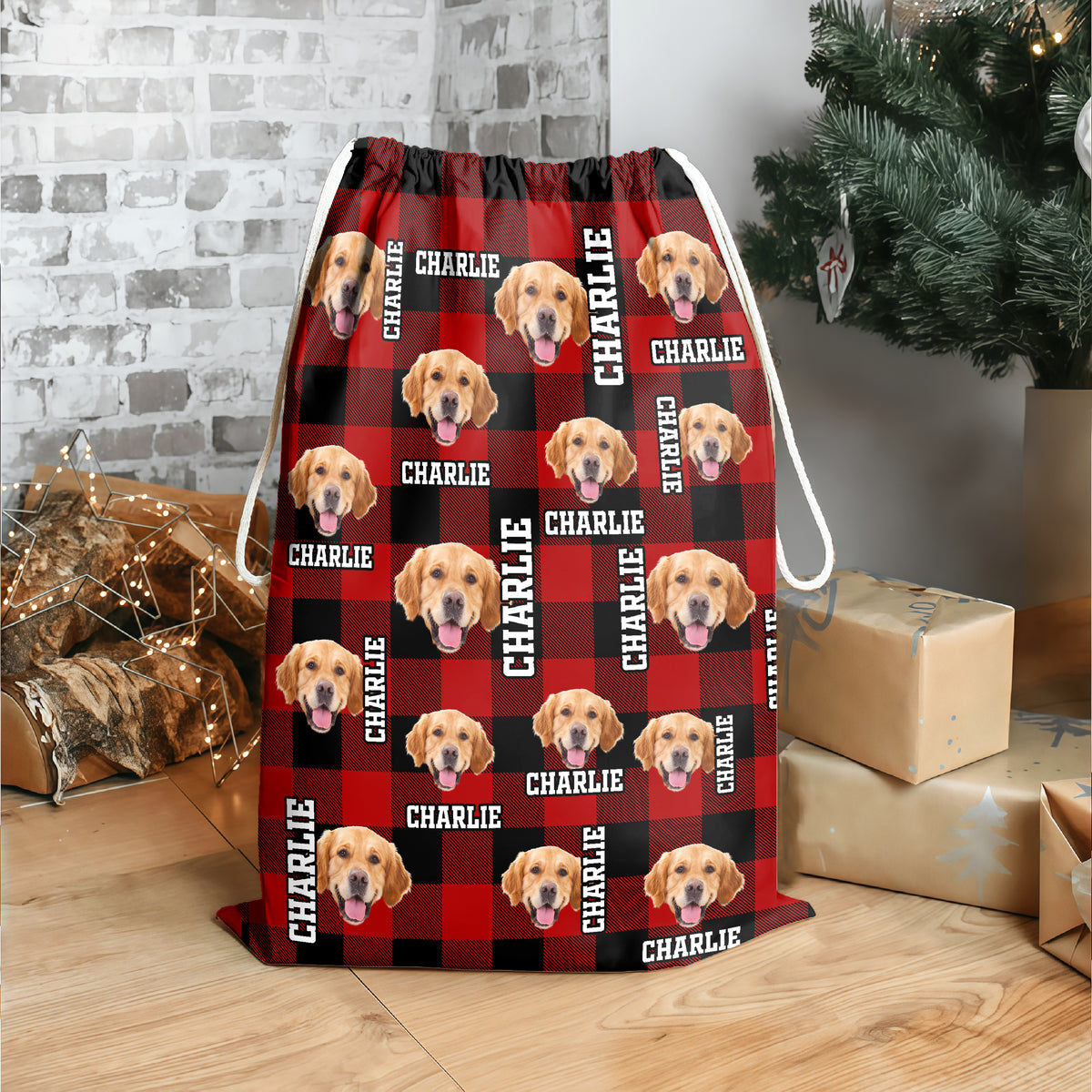 Custom Dog Photo Christmas Gift Bag For Your Dog TH10 896999