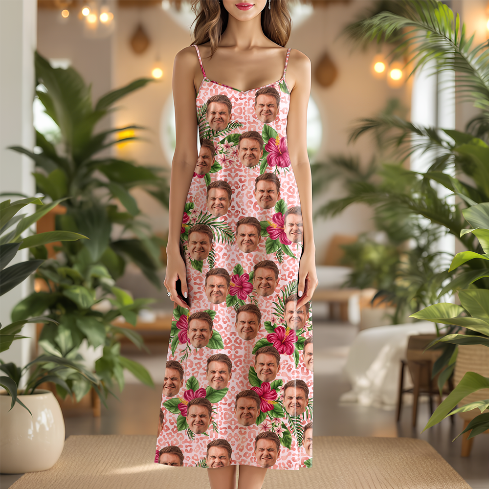 Custom Photo Human And Leopard Summer Hawaii Maxi Dress LM32 893333