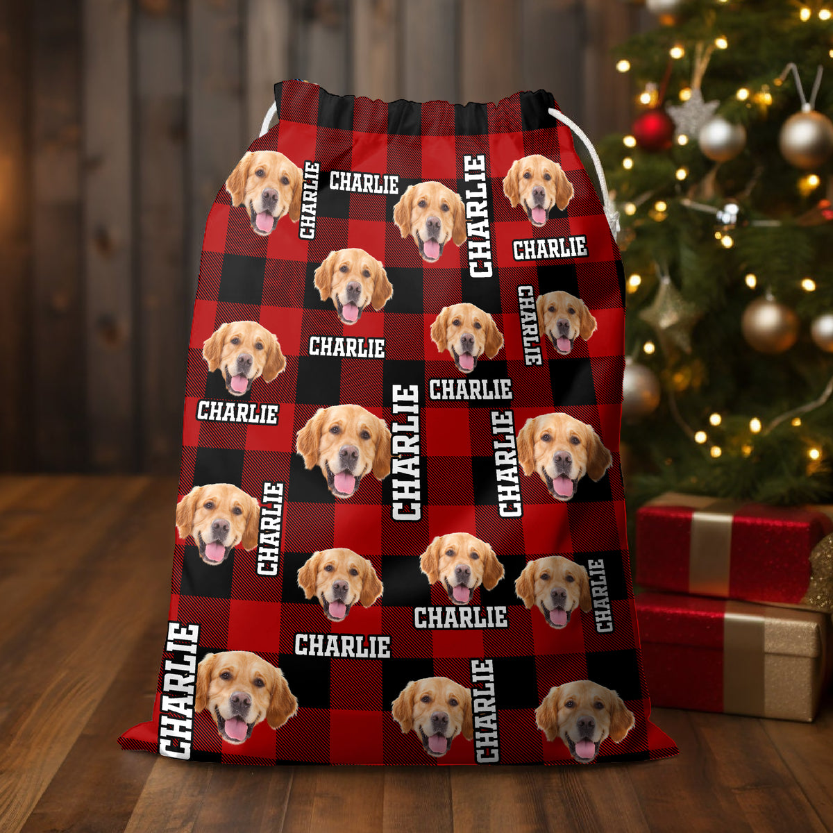Custom Dog Photo Christmas Gift Bag For Your Dog TH10 896999