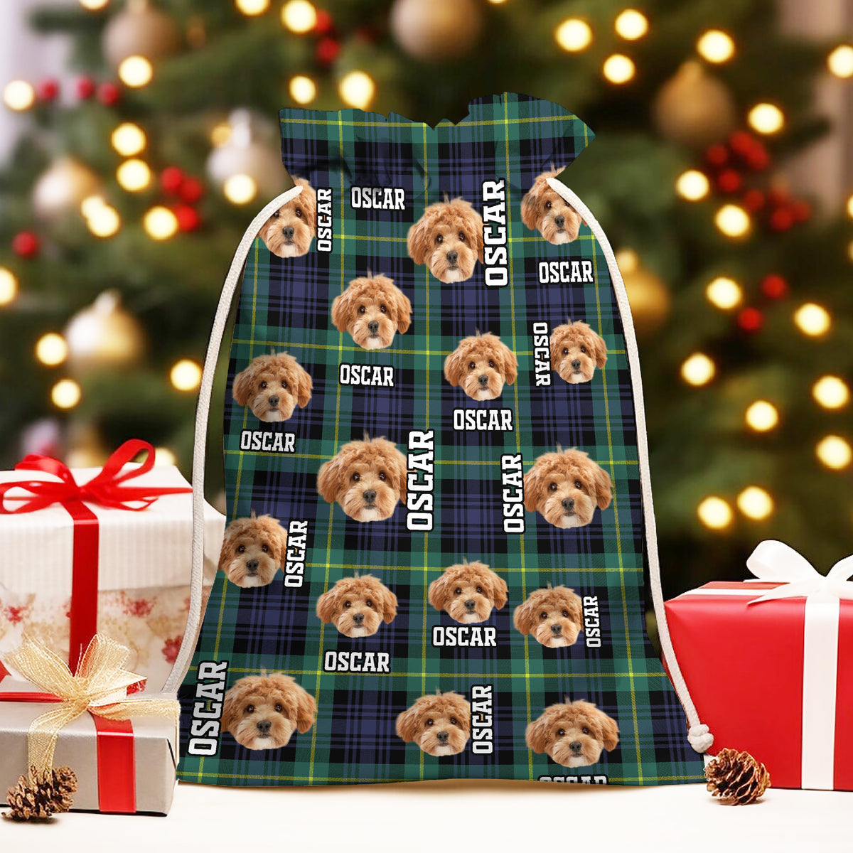 Custom Dog Photo Christmas Gift Bag For Your Dog TH10 896999
