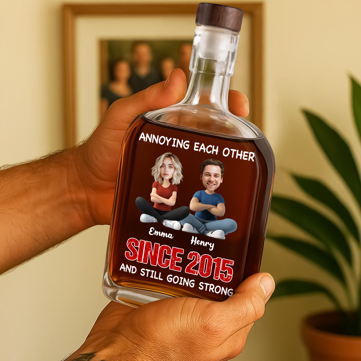 Custom Funny Face Annoying Each Other And Still Going Strong Whiskey Bottle LM32 893795