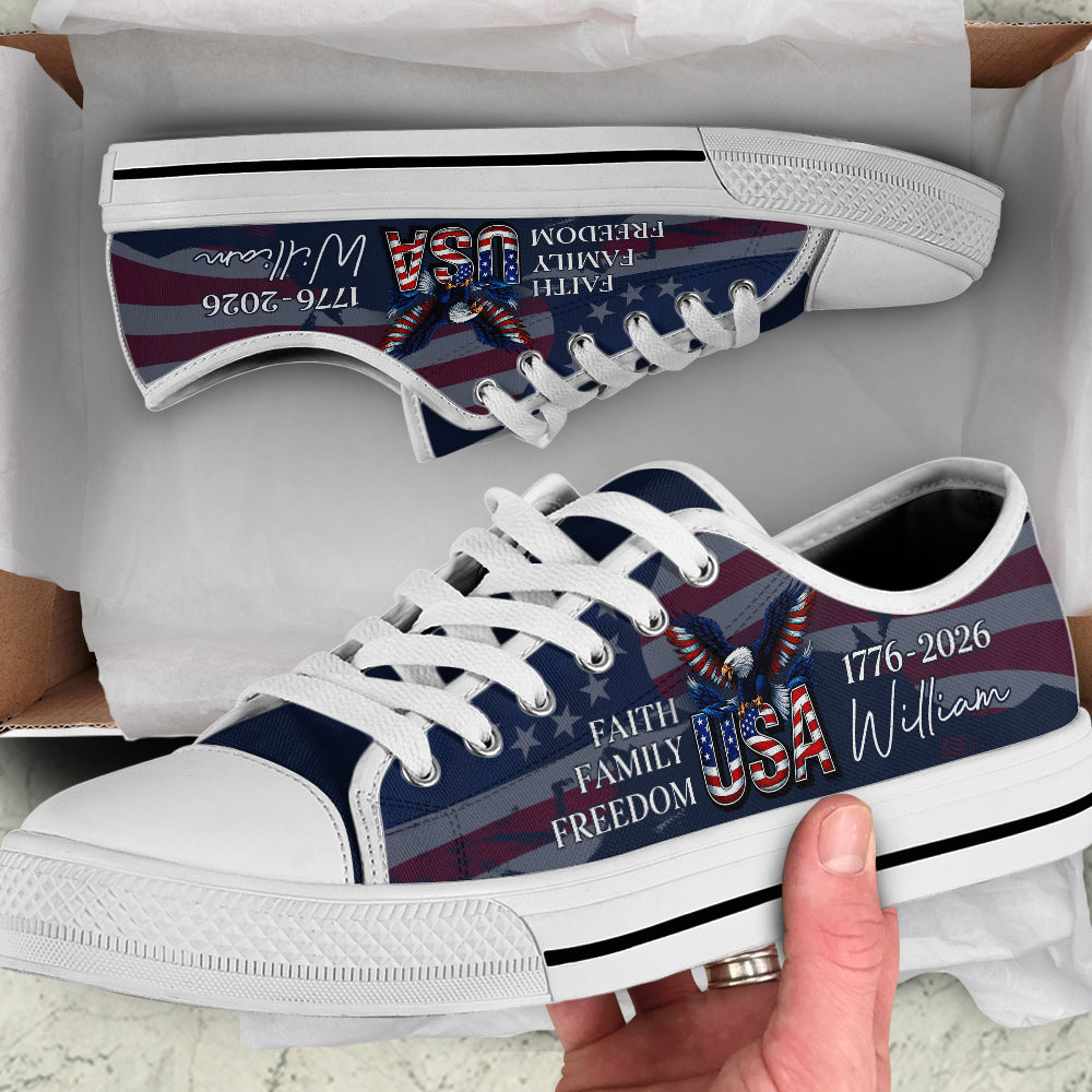 Custom Name Faith, Family & Freedom America Patriotic Canvas Shoes HA75 898928