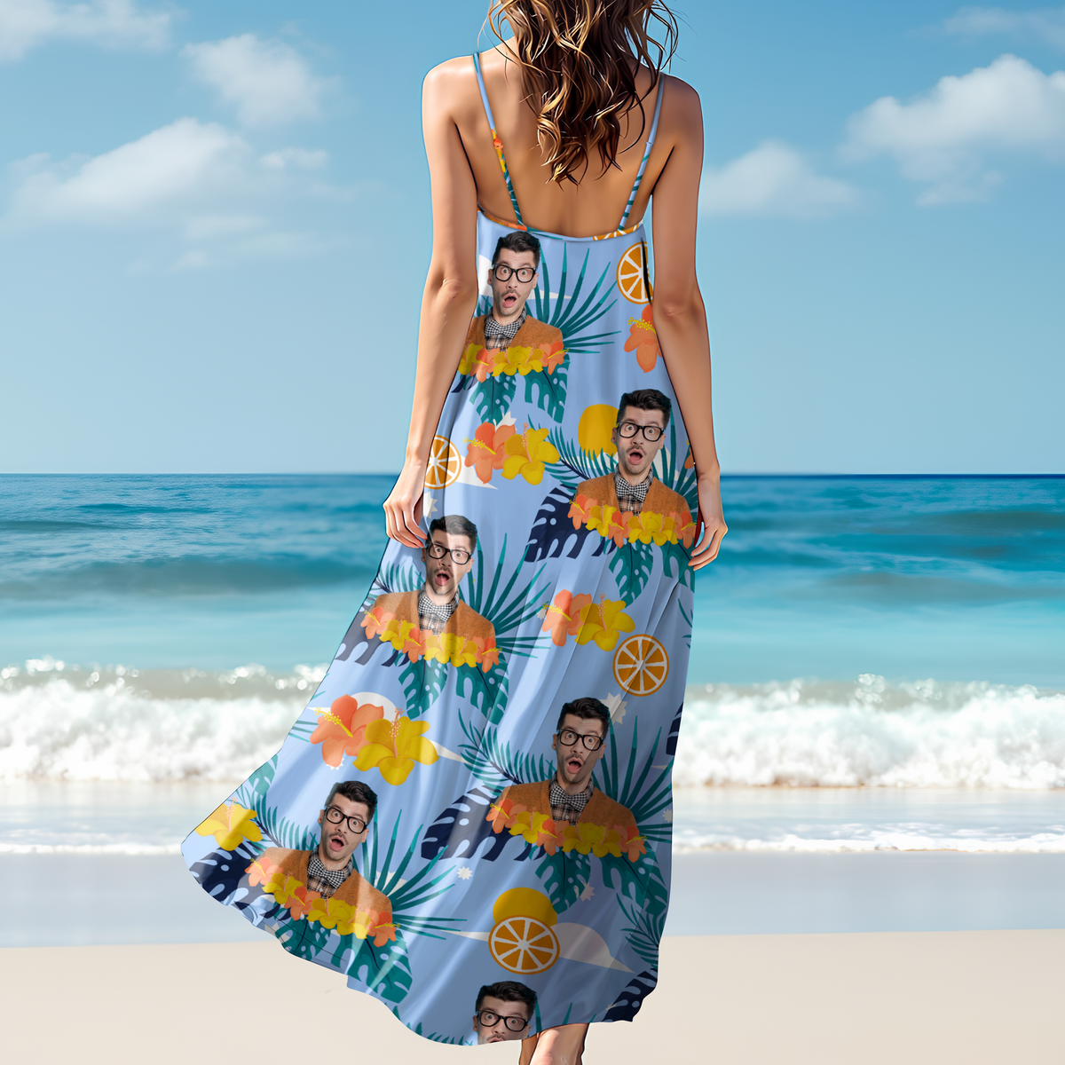 Custom Photo Tropical Flower Maxi Dress For Summer Holiday CH07 895620