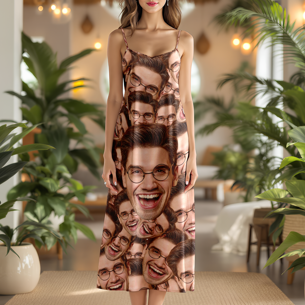 Custom Full Face Photo V-Neck Cami Maxi Dress TH10 892731