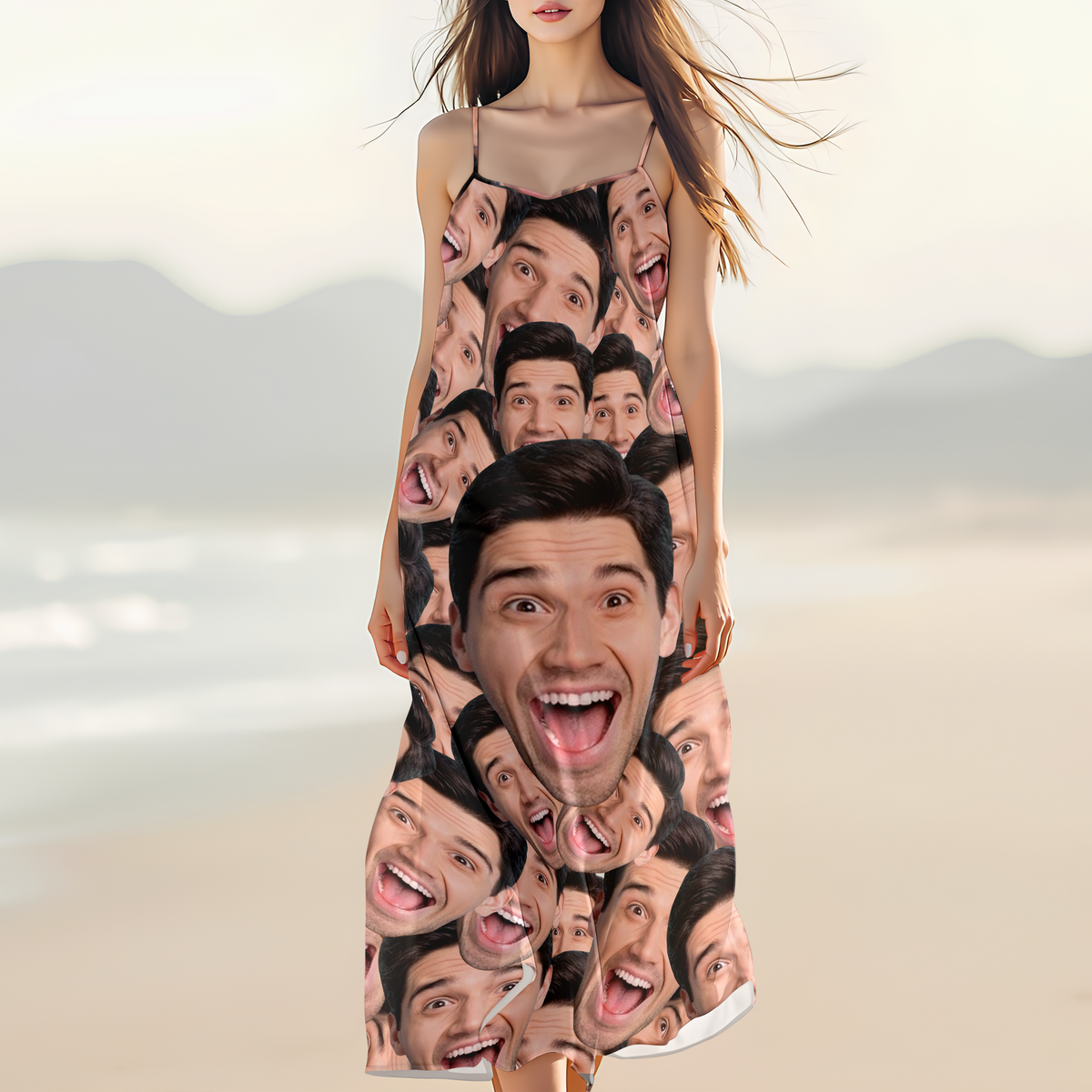 Custom Full Face Photo V-Neck Cami Maxi Dress TH10 892731