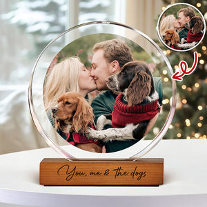 Custom Dog Cat Photo Round Acrylic Frame Block Christmas Gift HA75 892942