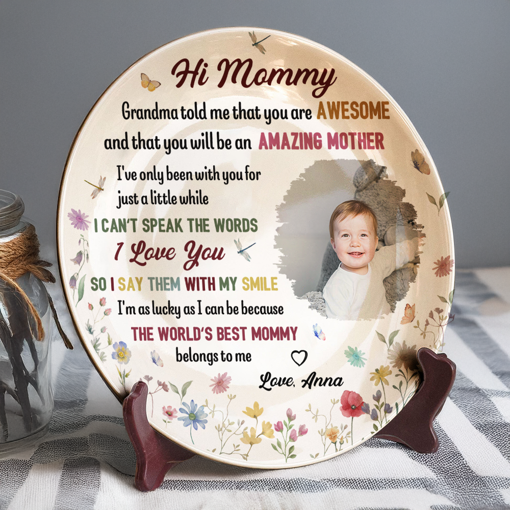 Custom Photo The World's Best Mommy Belongs To Me Home Decor Ceramic Plate LM32 893217