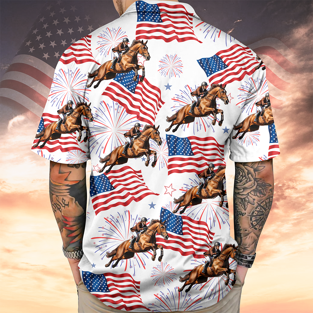 Custom Horse Photo American Flag 250th Anniversary Patriotic Hawaii Shirt TH10 898837
