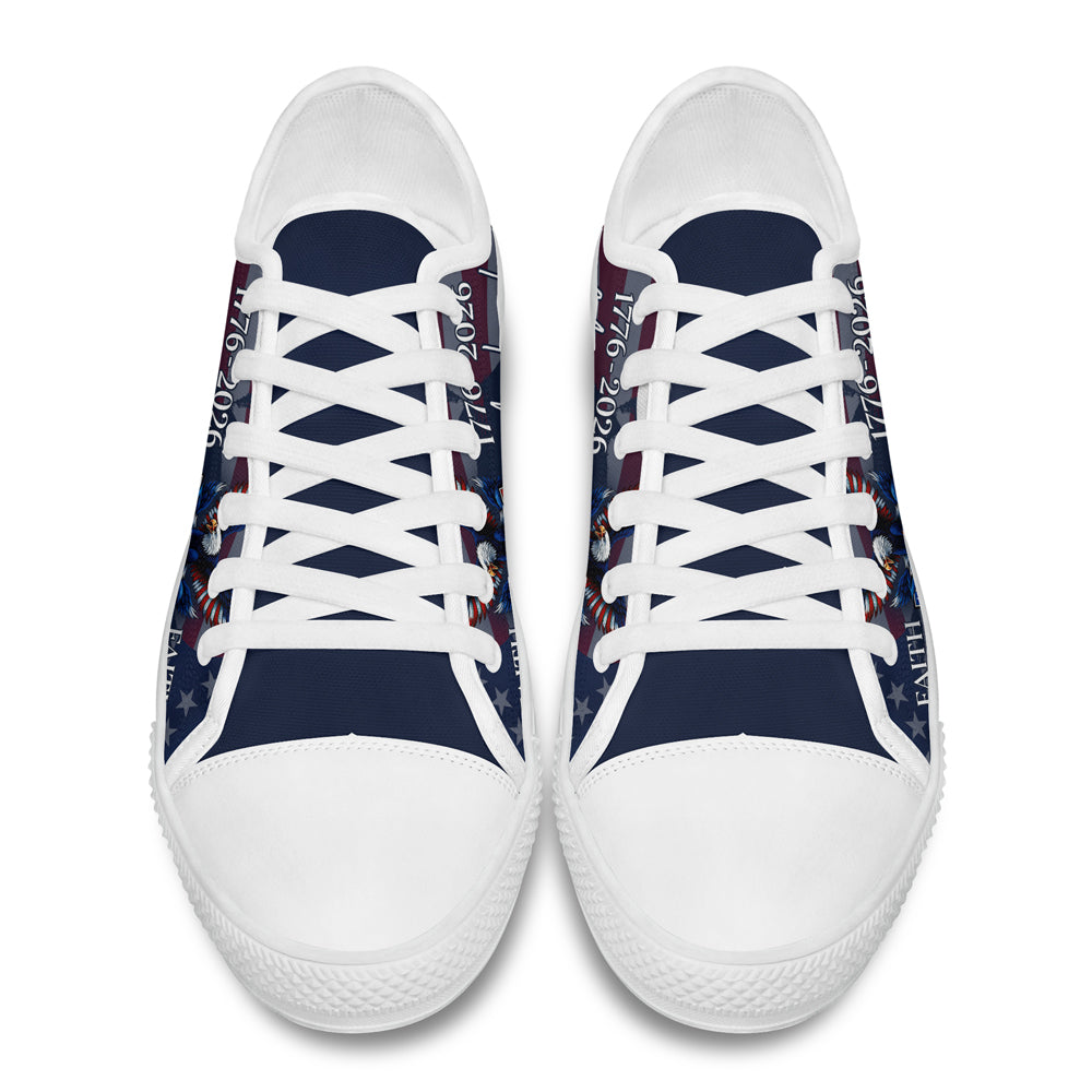 Custom Name Faith, Family & Freedom America Patriotic Canvas Shoes HA75 898928