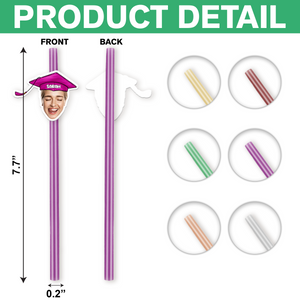 Custom Funny Face Class of 2025 Colorful Straws Graduation Decoration HA75 892232