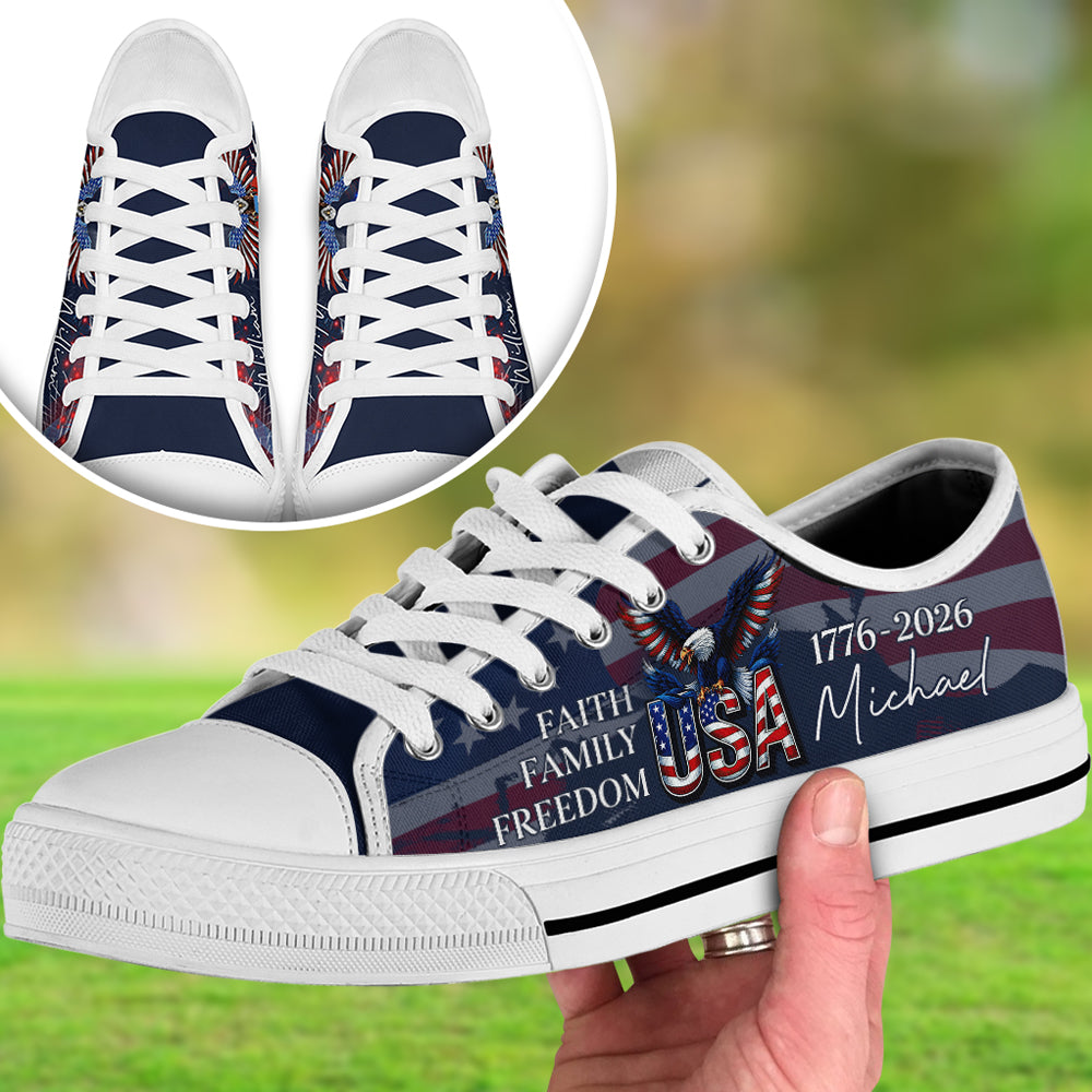 Custom Name Faith, Family & Freedom America Patriotic Canvas Shoes HA75 898928
