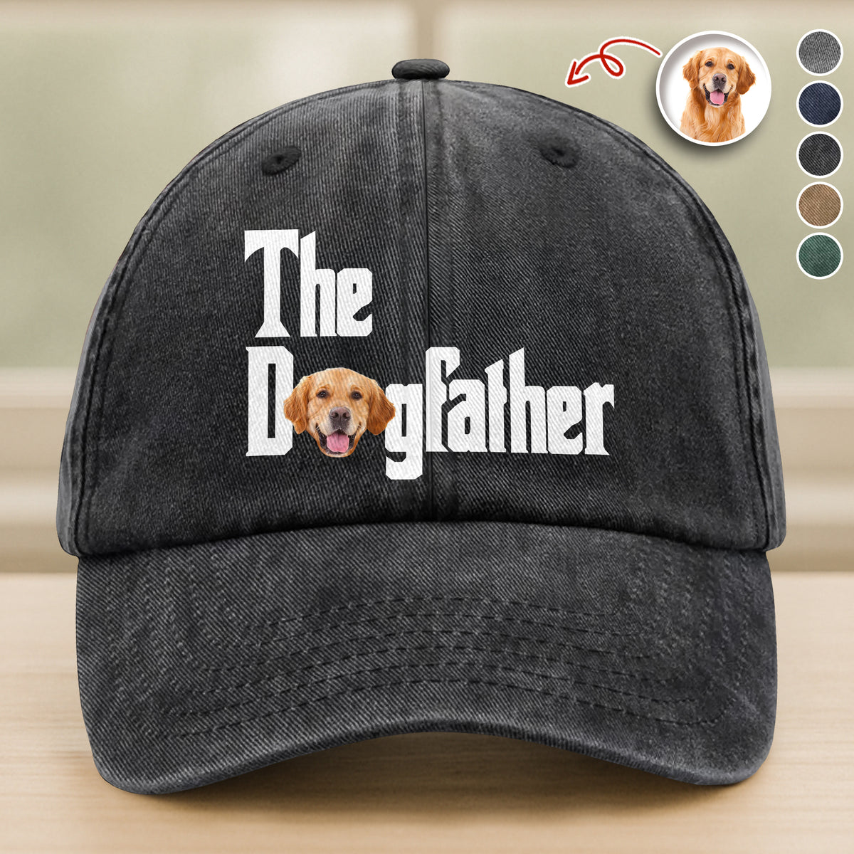 Custom Photo Dog Dad Dog Mother Washed Denim Baseball Cap Gift for Dog Lovers TH10 894281