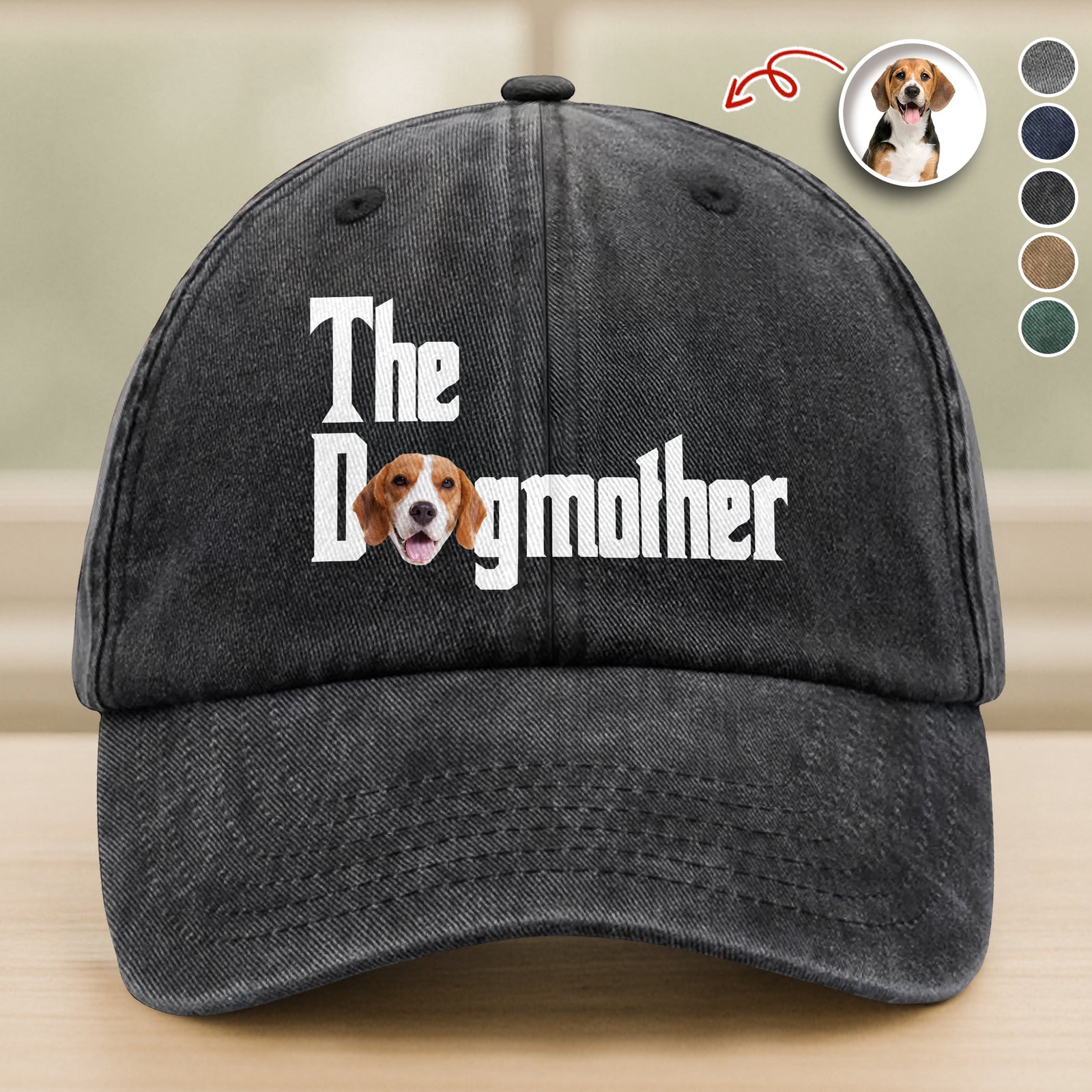 Custom Photo Dog Dad Dog Mother Washed Denim Baseball Cap Gift for Dog Lovers TH10 894281