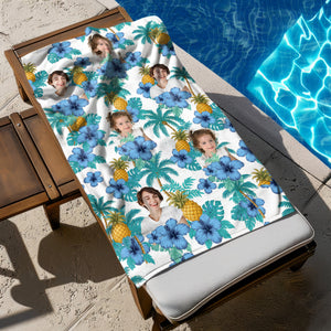 Custom Human Photo Tropical Vibe Family Beach Towel HA75 892646