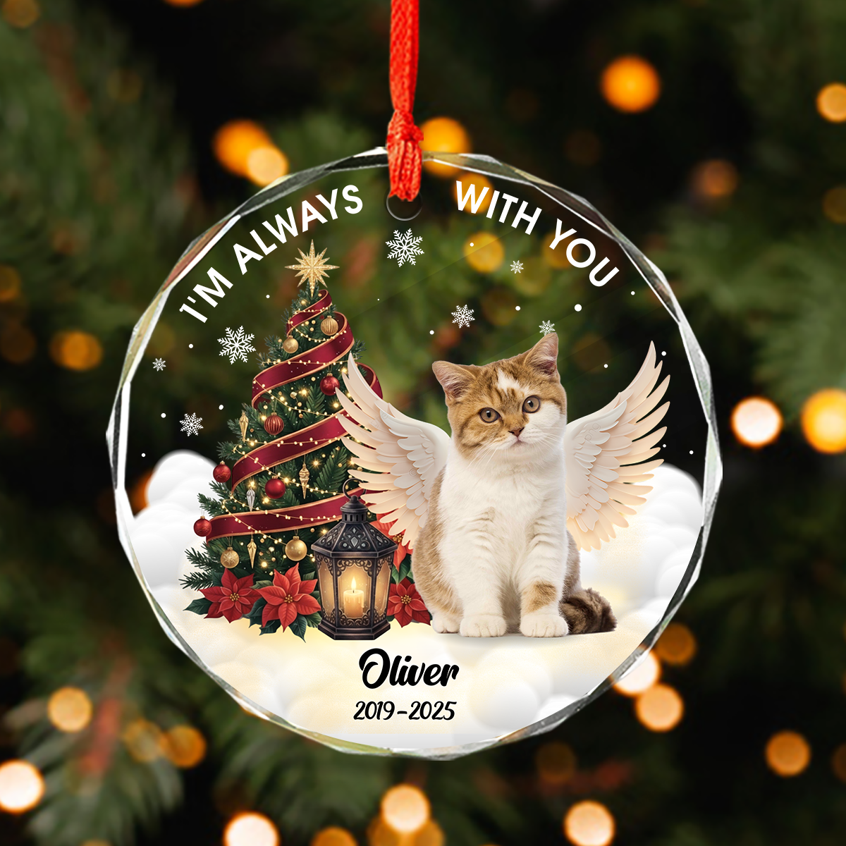 Custom Photo I Am Always With You Memorial Cat Glass Ornament HA75 897266