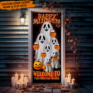 Custom Photo Happy Halloween Welcome To My Home Door Cover HO82 N369 894898