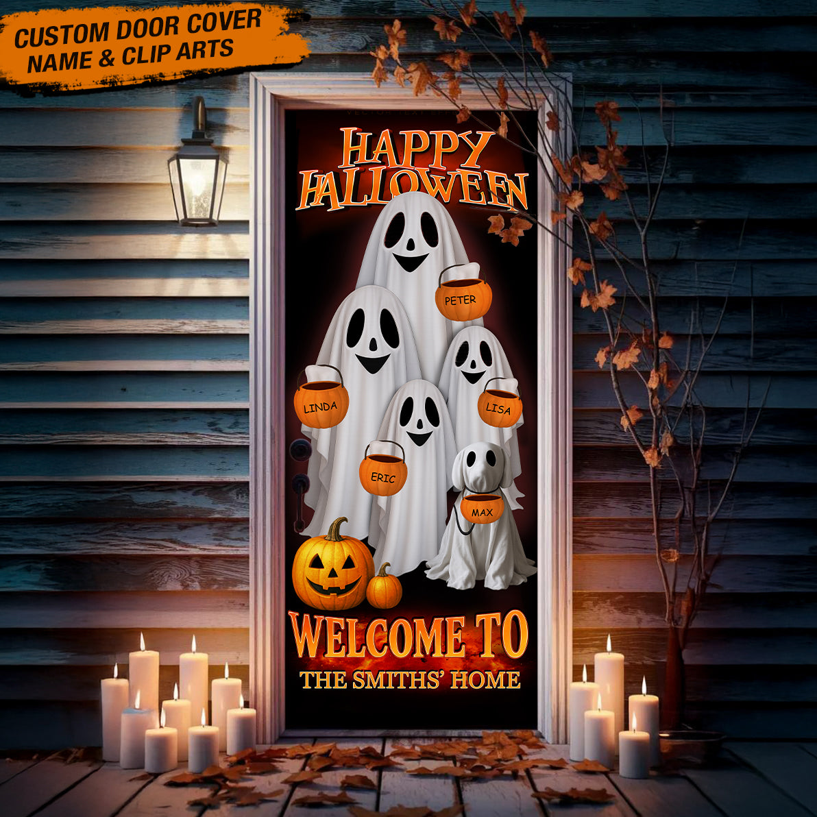 Custom Photo Happy Halloween Welcome To My Home Door Cover HO82 N369 894898