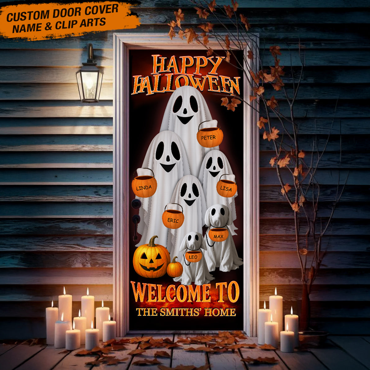 Custom Photo Happy Halloween Welcome To My Home Door Cover HO82 N369 894898