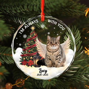 Custom Photo I Am Always With You Memorial Cat Glass Ornament HA75 897266