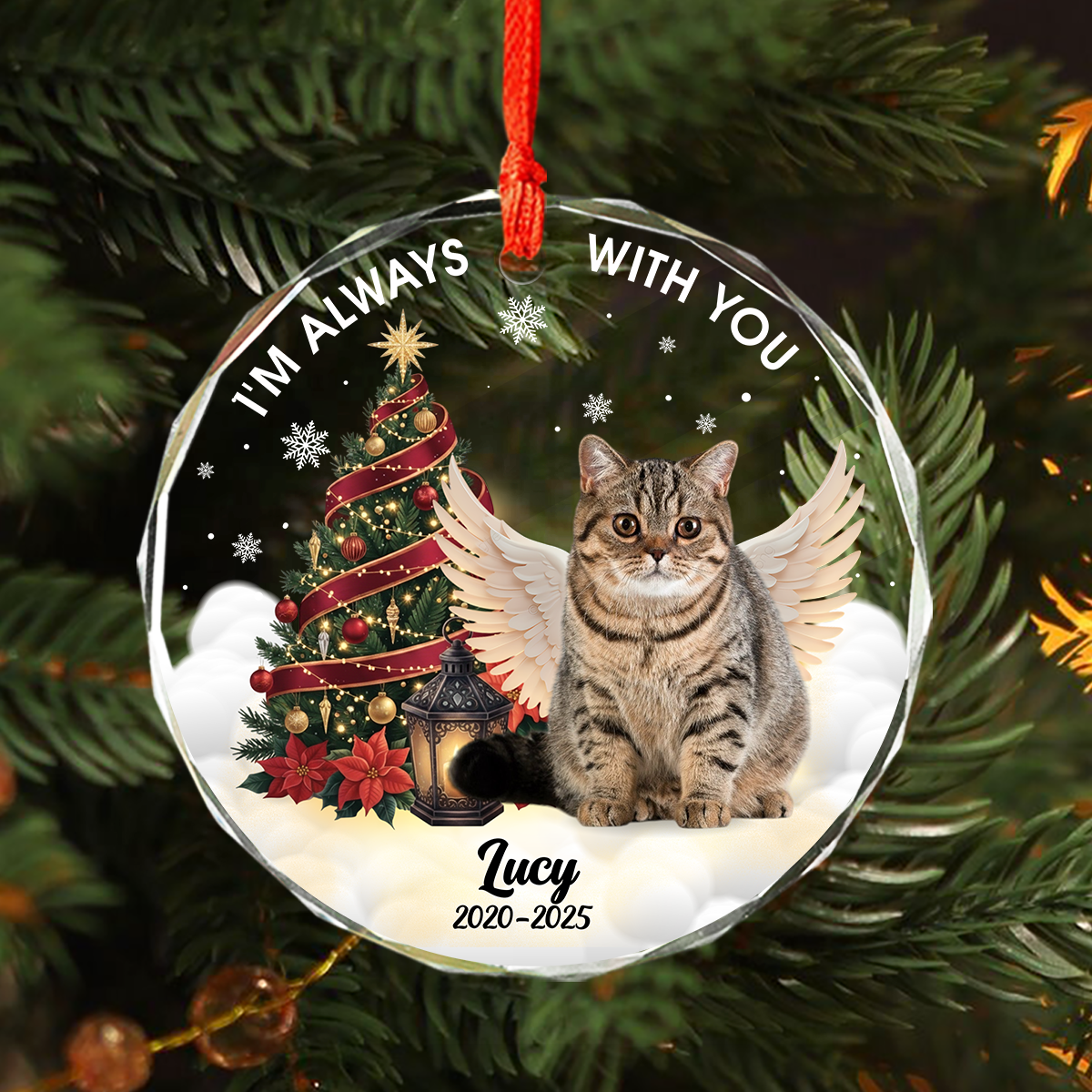 Custom Photo I Am Always With You Memorial Cat Glass Ornament HA75 897266