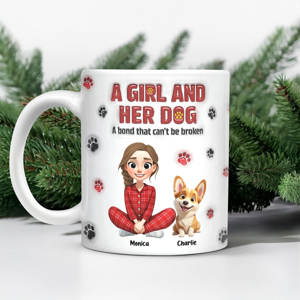 Personalized A Girl And Her Dog Version 3D Inflated Effect Mug HA75 898070