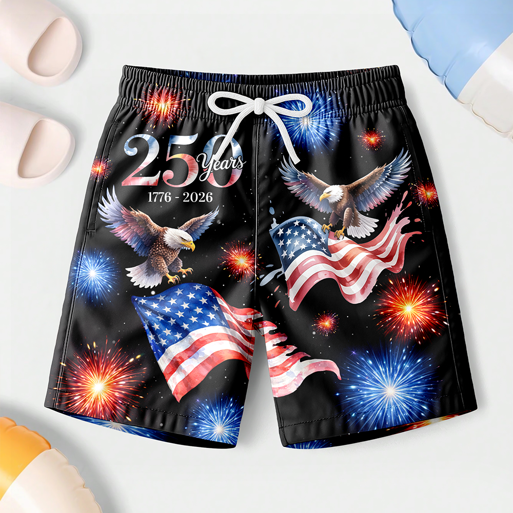 250 Years 1776 - 2026 Patriotic Eagle Beach Short HA75 921052