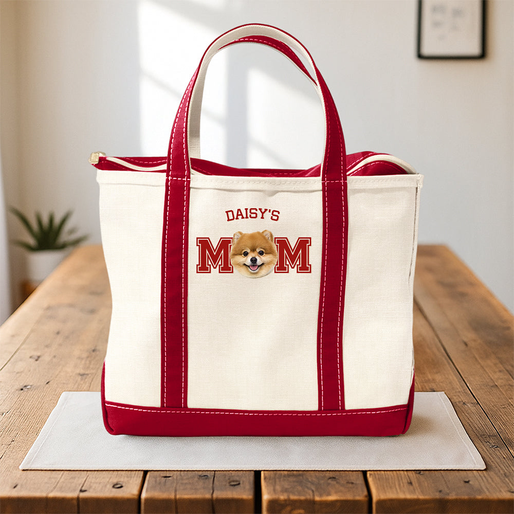 Custom Photo Dog Cat Mom Printed Monogram Beach Bag, Gift For Mother's Day, Dog Mom HO82 902014