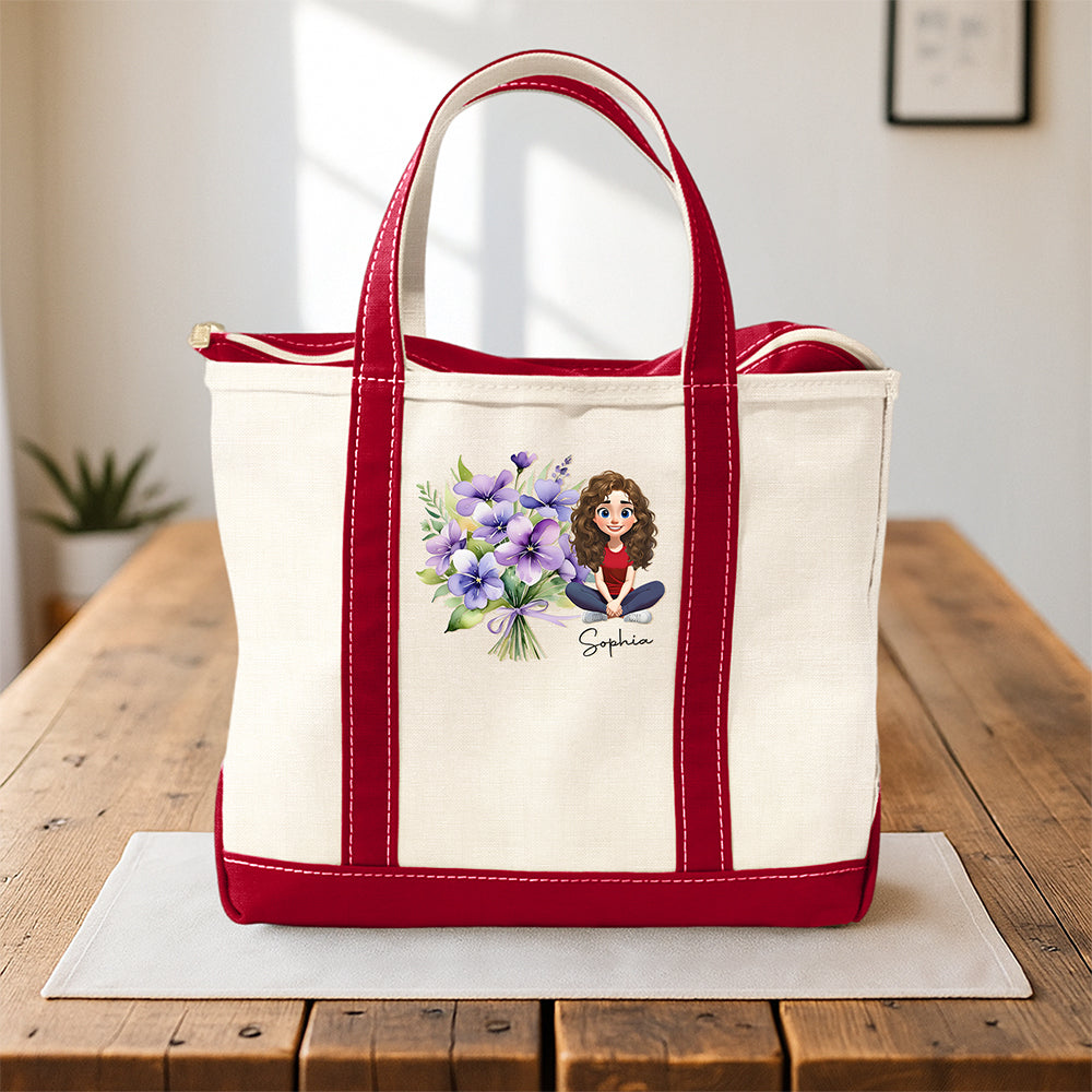 Personalized You Are Beautiful Flower Printed Monogram Beach Bag, Gift For Mom, Sister, Grandma, Mother's Day HO82 902018