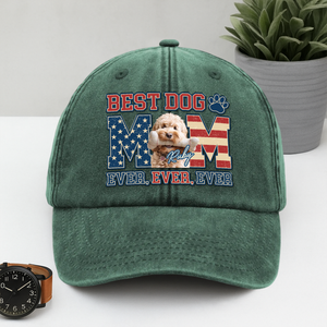 Custom Photo Best Dog Dad Ever Ever Ever Washed Denim Baseball Cap Gift For Father's Day, Birthday Gifts HO82 893936