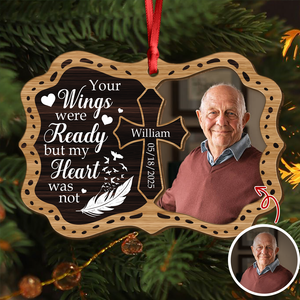 Custom Photo Your Wings Were Ready But My Heart Was Not Memorial 2 Layers Wooden Ornament LM32 895871