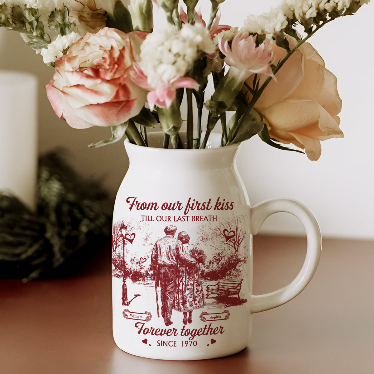 You & Me We Got This Personalized Couple Toile De Jouy Vase LM32 893965