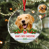 Custom Photo Dog First Christmas Glass Ornament HA75 897258
