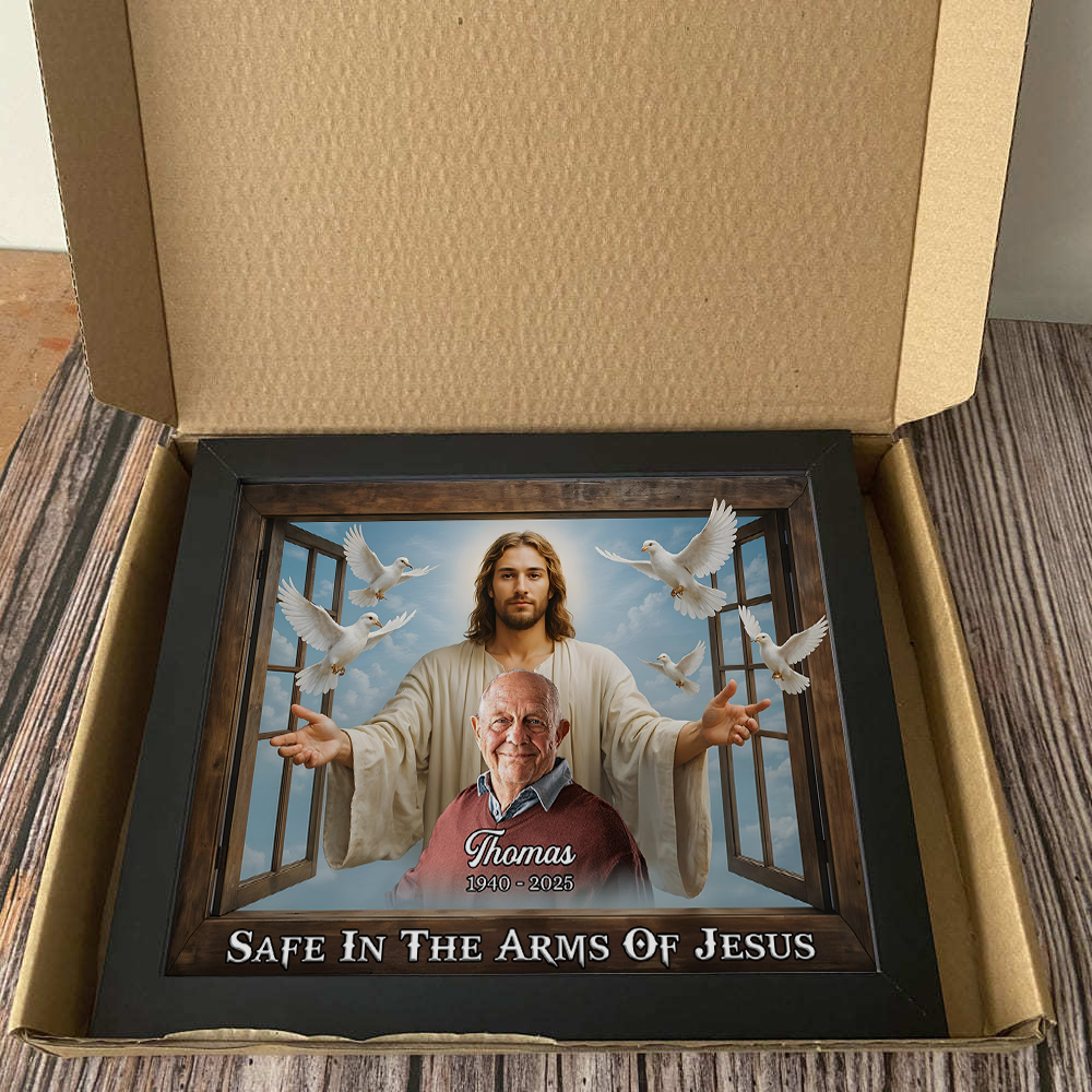 Custom Photo Safe In The Arms Of Jesus Memorial Picture Frame LM32 893901