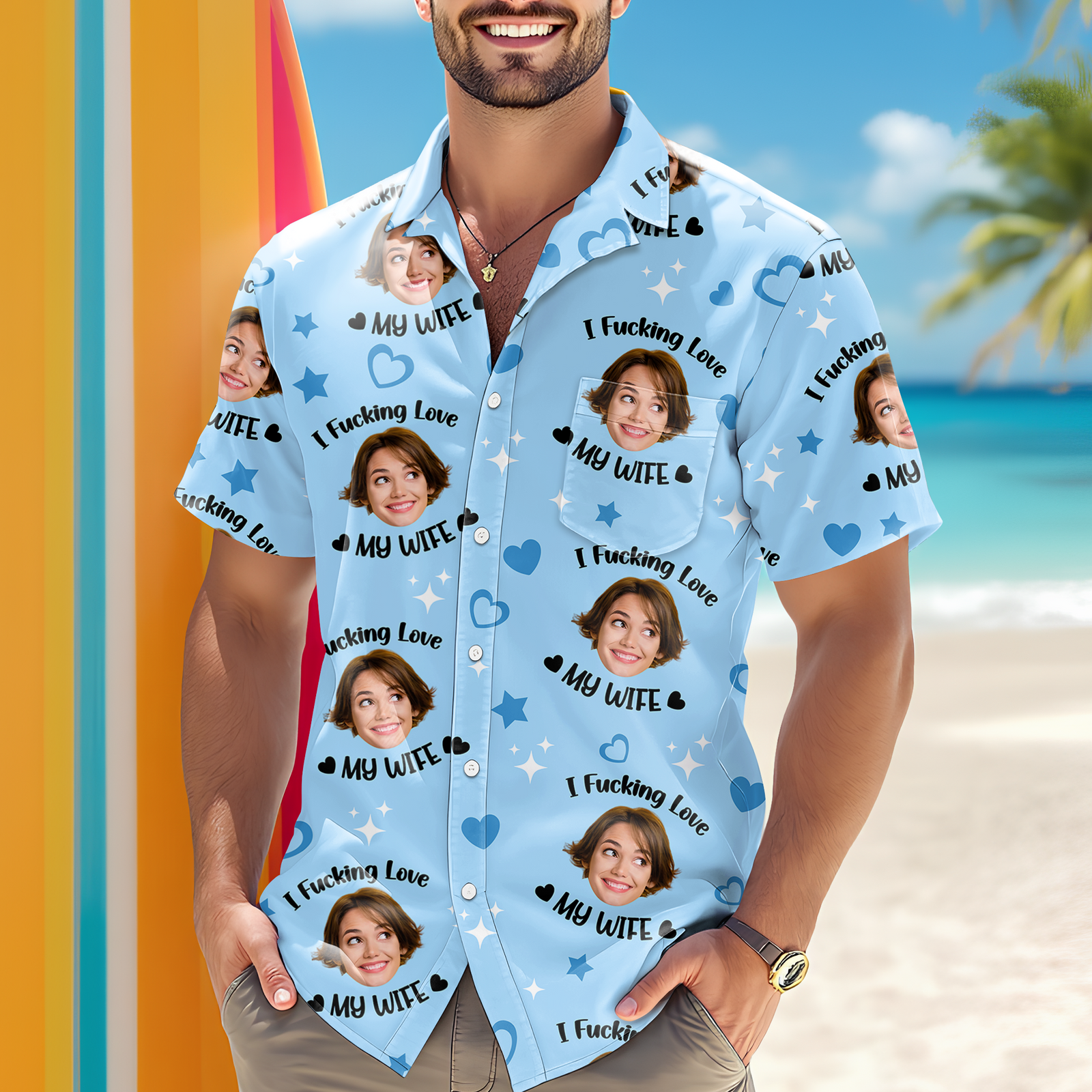 Custom Photo I Fking Love My Lover Hawaii Shirt For Couple TH10 892823