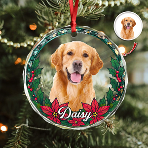 Custom Photo Christmas Glass Ornament For Dog Lovers HA75 897064