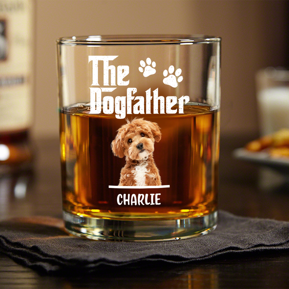 Custom Dog Photo The Dog Father Whiskey Glass Gift For Father's Day, Dog Dad HO82 893958